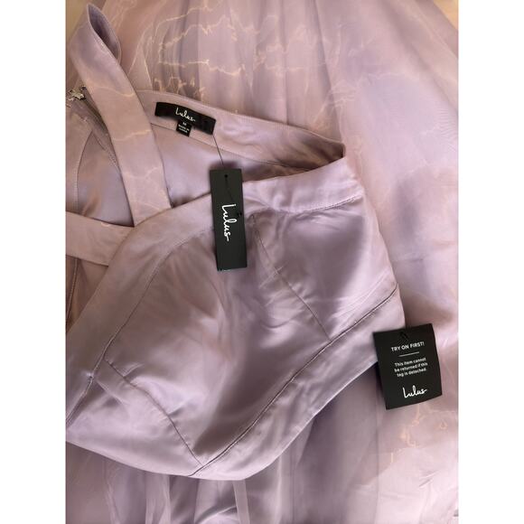 NWT Lulu's 2 Piece Set Ball Gown + Halter Crop Top Lilac Purple Prom Formal Sz M - Picture 11 of 12